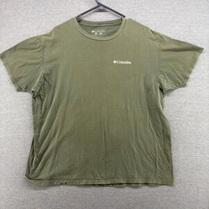 Columbia Mens XL Olive Green Graphic T-Shirt Greater Outdoor Gear Mountain Logo